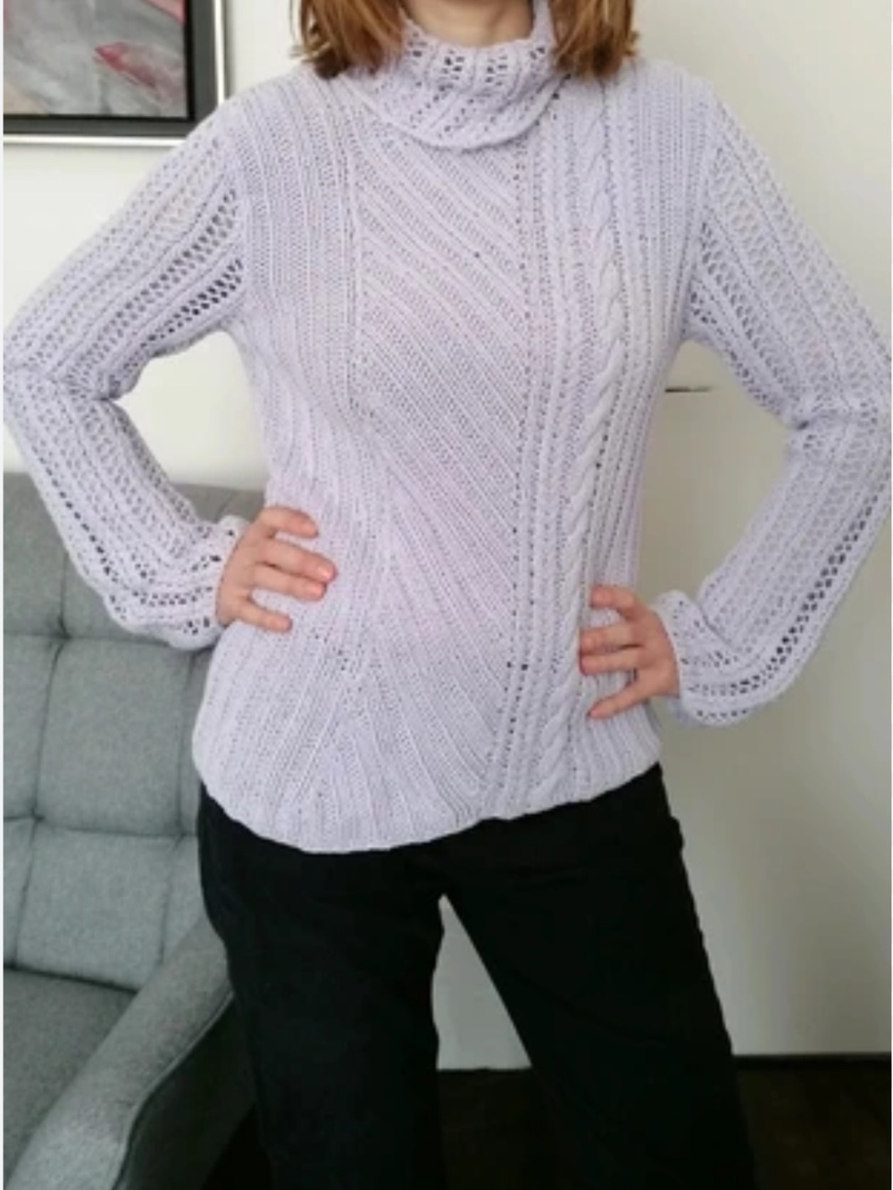 NWT lavender Crochet Boho Turtleneck By Kenneth Cole fits best M/L regular size